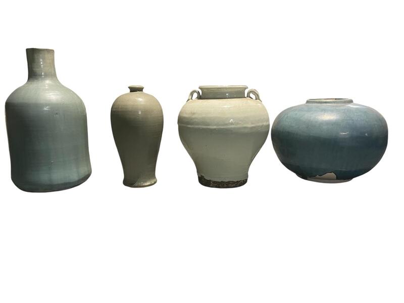 Decorative ceramic pots in various colors